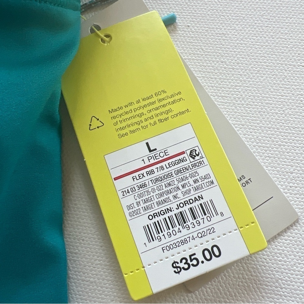 NWT All in Motion Women's Flex Ribbed High-Rise 7/8 Leggings Large Teal (A4) - Picture 5 of 8